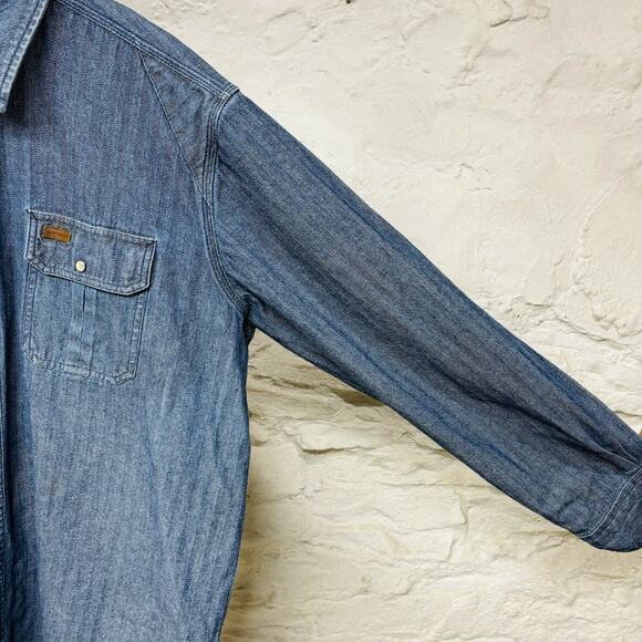 Carhartt Herringbone Twill HBT Snap Work Shirt Shacket Vintage Unlined Jacket - Picture 6 of 10